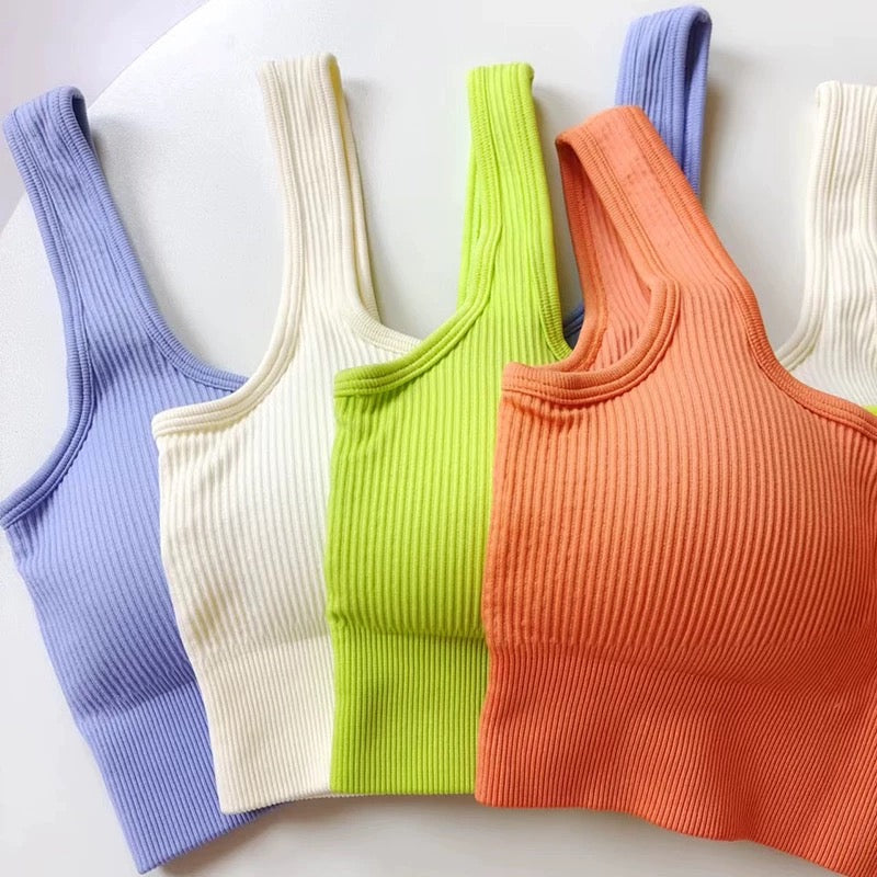 Pepper Ribbed Built-In Bra Crop Top